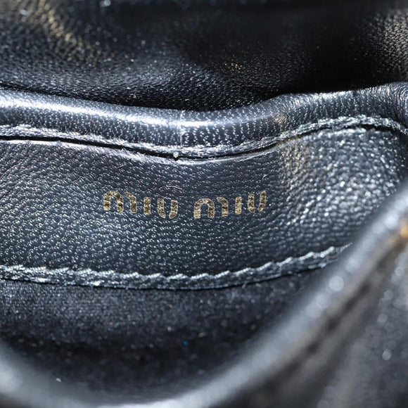 Miu Miu Matelasse Chain Pouch Shoulder Bag Leather Black Gold Auth 128140SM