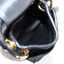 Miu Miu Matelasse Chain Pouch Shoulder Bag Leather Black Gold Auth 128140SM-19