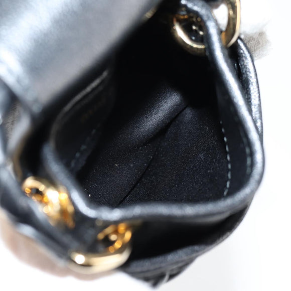 Miu Miu Matelasse Chain Pouch Shoulder Bag Leather Black Gold Auth 128140SM