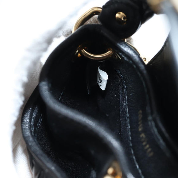 Miu Miu Matelasse Chain Pouch Shoulder Bag Leather Black Gold Auth 128140SM