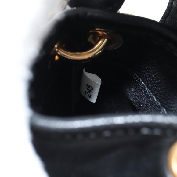 Miu Miu Matelasse Chain Pouch Shoulder Bag Leather Black Gold Auth 128140SM