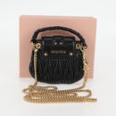Miu Miu Matelasse Chain Pouch Shoulder Bag Leather Black Gold Auth 128140SM-24