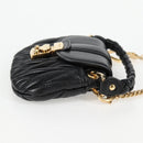 Miu Miu Matelasse Chain Pouch Shoulder Bag Leather Black Gold Auth 128140SM-5