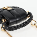 Miu Miu Matelasse Chain Pouch Shoulder Bag Leather Black Gold Auth 128140SM-6