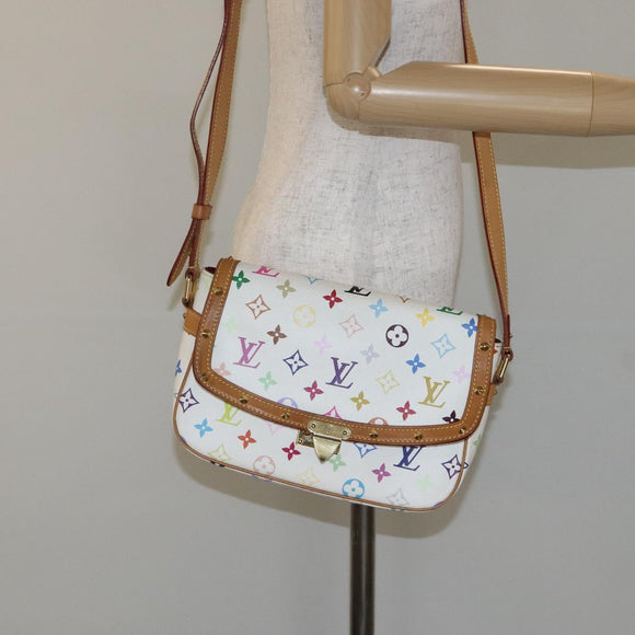 LOUIS VUITTON Monogram Multicolor Sologne Shoulder Bag White M92661 Auth 128142