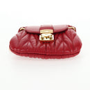 Miu Miu Matelasse Chain Shoulder Bag Leather Red Gold Auth 128161M-6