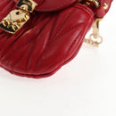 Miu Miu Matelasse Chain Shoulder Bag Leather Red Gold Auth 128161M-18