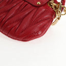 Miu Miu Matelasse Chain Shoulder Bag Leather Red Gold Auth 128161M-20