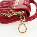 Miu Miu Matelasse Chain Shoulder Bag Leather Red Gold Auth 128161M-21