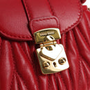 Miu Miu Matelasse Chain Shoulder Bag Leather Red Gold Auth 128161M-23