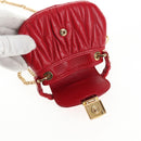Miu Miu Matelasse Chain Shoulder Bag Leather Red Gold Auth 128161M-10