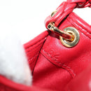 Miu Miu Matelasse Chain Shoulder Bag Leather Red Gold Auth 128161M-12