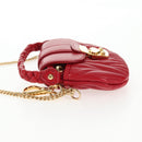Miu Miu Matelasse Chain Shoulder Bag Leather Red Gold Auth 128161M-4