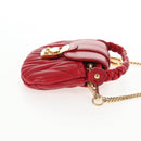 Miu Miu Matelasse Chain Shoulder Bag Leather Red Gold Auth 128161M-5