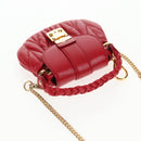 Miu Miu Matelasse Chain Shoulder Bag Leather Red Gold Auth 128161M-7