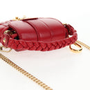 Miu Miu Matelasse Chain Shoulder Bag Leather Red Gold Auth 128161M-8