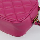 VERSACE Chain Shoulder Bag Leather Pink Gold Auth 128162V-16