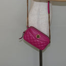 VERSACE Chain Shoulder Bag Leather Pink Gold Auth 128162V-23