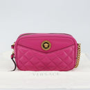 VERSACE Chain Shoulder Bag Leather Pink Gold Auth 128162V-12