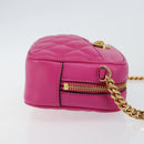 VERSACE Chain Shoulder Bag Leather Pink Gold Auth 128162V-3