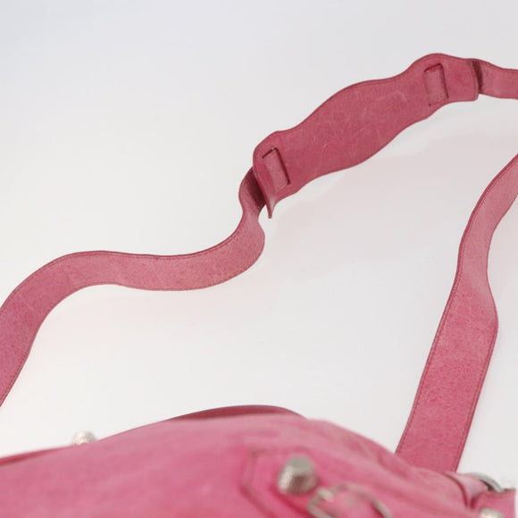 BALENCIAGA City Hand Bag Leather 2way Pink Silver 240578 Auth 128166