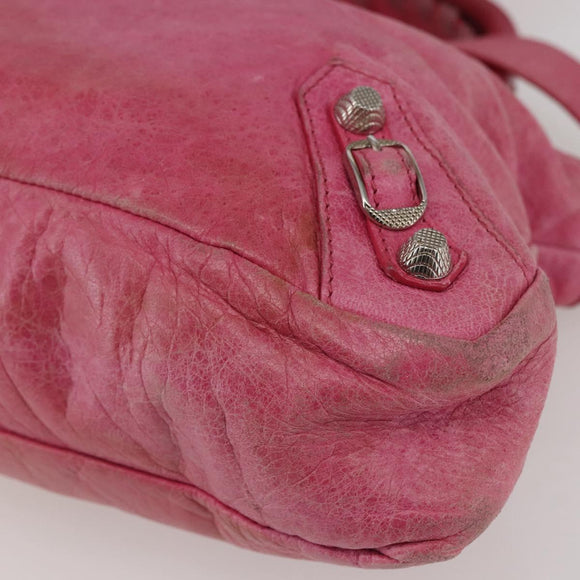 BALENCIAGA City Hand Bag Leather 2way Pink Silver 240578 Auth 128166