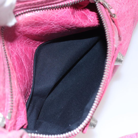 BALENCIAGA City Hand Bag Leather 2way Pink Silver 240578 Auth 128166