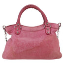 BALENCIAGA City Hand Bag Leather 2way Pink Silver 240578 Auth 128166-2
