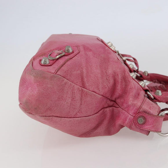 BALENCIAGA City Hand Bag Leather 2way Pink Silver 240578 Auth 128166