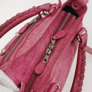 BALENCIAGA City Hand Bag Leather 2way Pink Silver 240578 Auth 128166-6