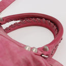 BALENCIAGA City Hand Bag Leather 2way Pink Silver 240578 Auth 128166-8
