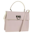 Salvatore Ferragamo Gancini Hand Bag Leather 2way Pink Silver Auth 128169V-1