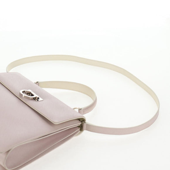 Salvatore Ferragamo Gancini Hand Bag Leather 2way Pink Silver Auth 128169V