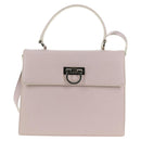Salvatore Ferragamo Gancini Hand Bag Leather 2way Pink Silver Auth 128169V-13