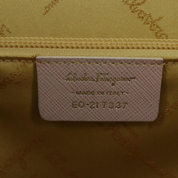 Salvatore Ferragamo Gancini Hand Bag Leather 2way Pink Silver Auth 128169V