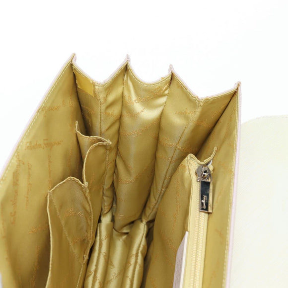 Salvatore Ferragamo Gancini Hand Bag Leather 2way Pink Silver Auth 128169V