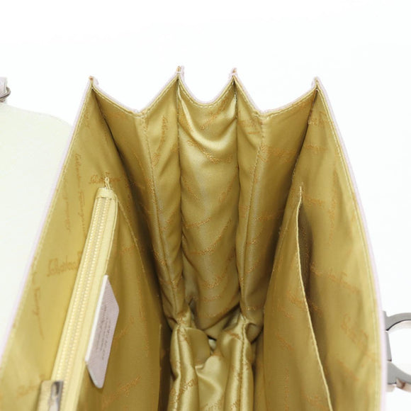 Salvatore Ferragamo Gancini Hand Bag Leather 2way Pink Silver Auth 128169V