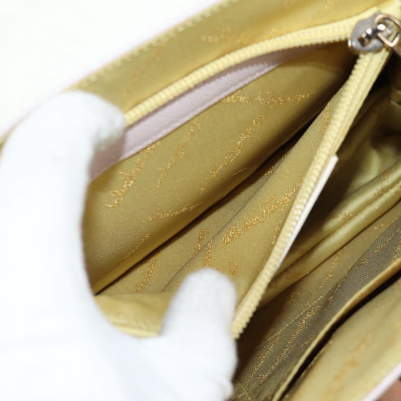 Salvatore Ferragamo Gancini Hand Bag Leather 2way Pink Silver Auth 128169V