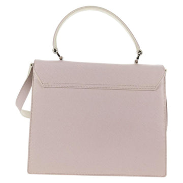 Salvatore Ferragamo Gancini Hand Bag Leather 2way Pink Silver Auth 128169V - 0