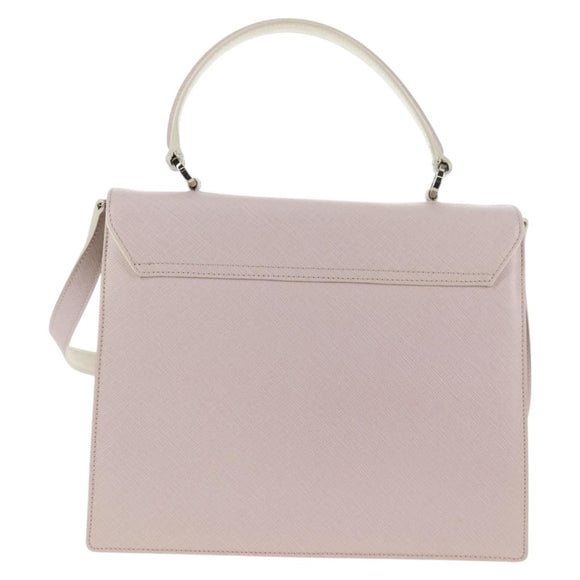 Salvatore Ferragamo Gancini Hand Bag Leather 2way Pink Silver Auth 128169V