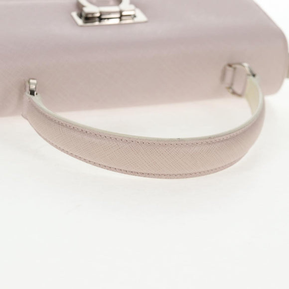 Salvatore Ferragamo Gancini Hand Bag Leather 2way Pink Silver Auth 128169V