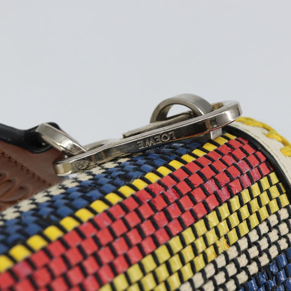 LOEWE Barcelona Shoulder Bag Leather Yellow Silver Auth 128170V