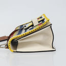 LOEWE Barcelona Shoulder Bag Leather Yellow Silver Auth 128170V-4