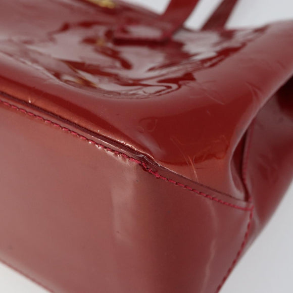 LOUIS VUITTON Vernis Wilshire PM Hand Bag Rouge Grunadine M91723 LV Auth 128171