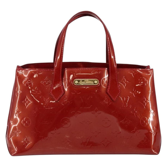 LOUIS VUITTON Vernis Wilshire PM Hand Bag Rouge Grunadine M91723 LV Auth 128171