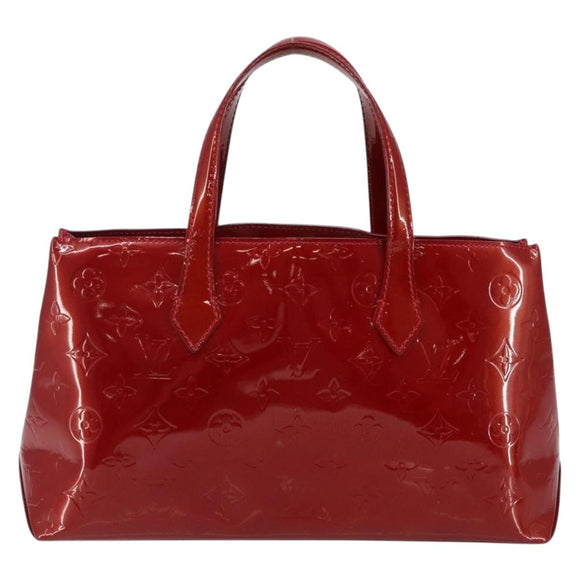 LOUIS VUITTON Vernis Wilshire PM Hand Bag Rouge Grunadine M91723 LV Auth 128171