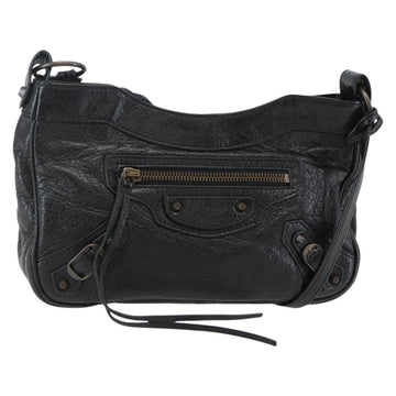 BALENCIAGA The Hip Shoulder Bag Leather Black 242803 Auth 128176V