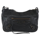 BALENCIAGA The Hip Shoulder Bag Leather Black 242803 Auth 128176V-13