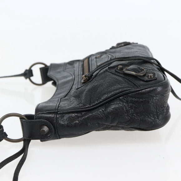 BALENCIAGA The Hip Shoulder Bag Leather Black 242803 Auth 128176V