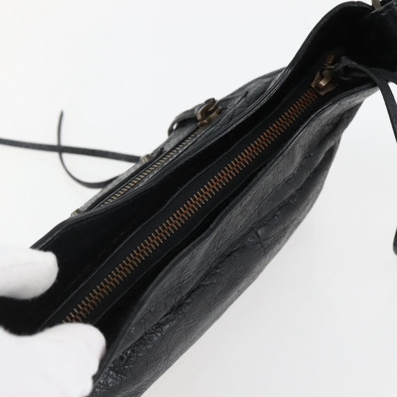 BALENCIAGA The Hip Shoulder Bag Leather Black 242803 Auth 128176V
